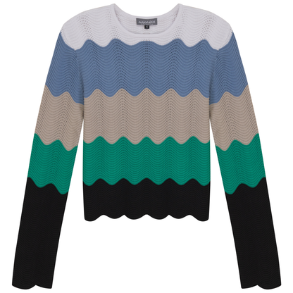 Crochet Color Blocked Cardigan Multi