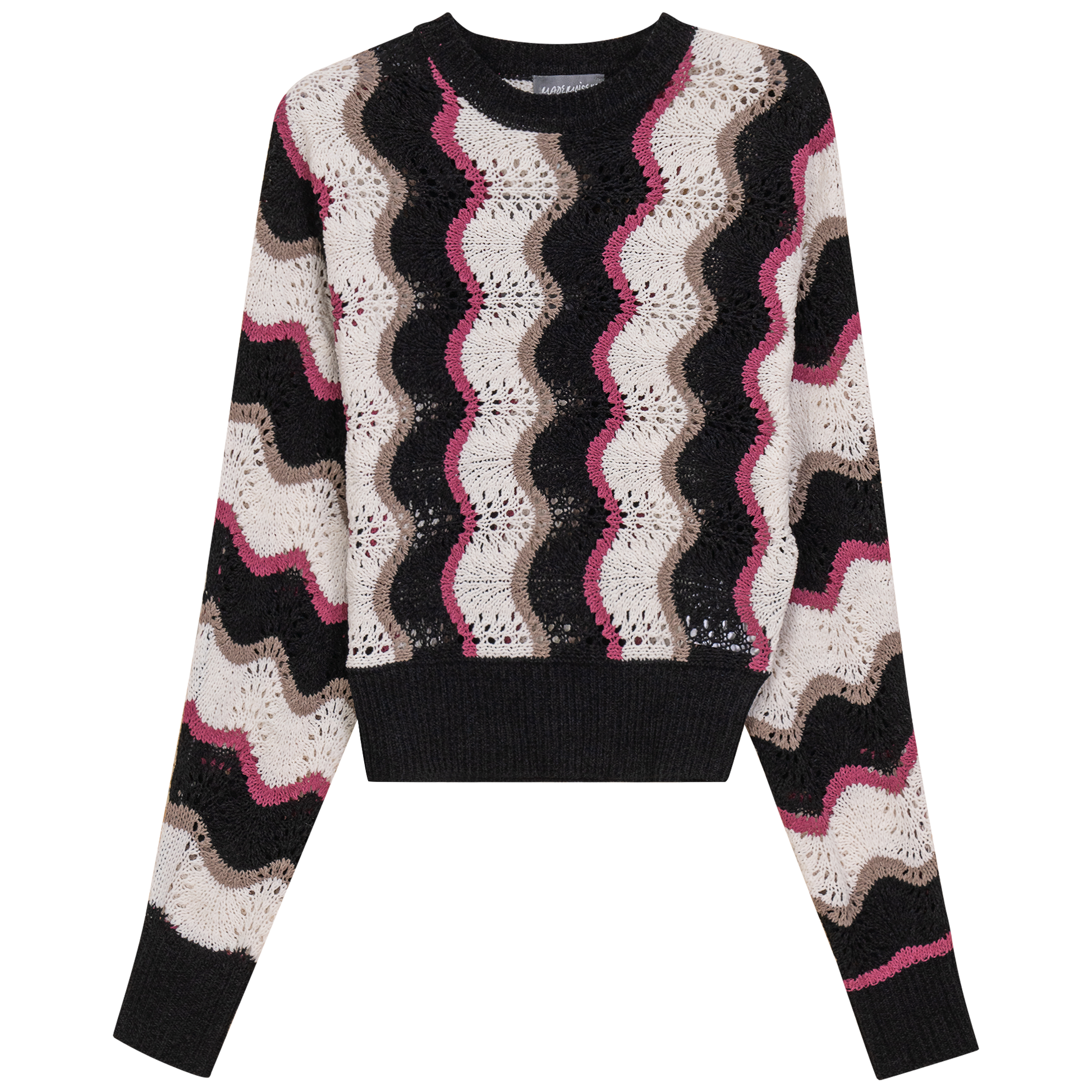 Crochet Chevron Top Black Stone Hot Pink