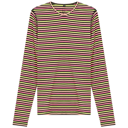 Striped V Neck Tee Black Neon
