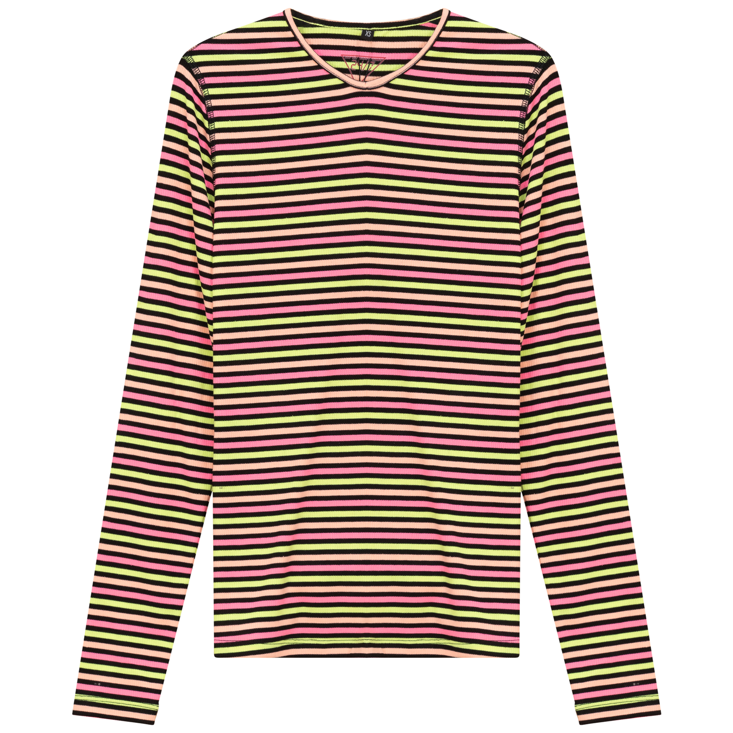 Striped V Neck Tee Black Neon