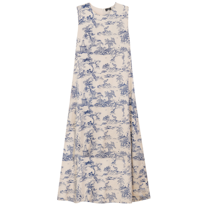 Accordian Pleated Midi Jumper Chambray