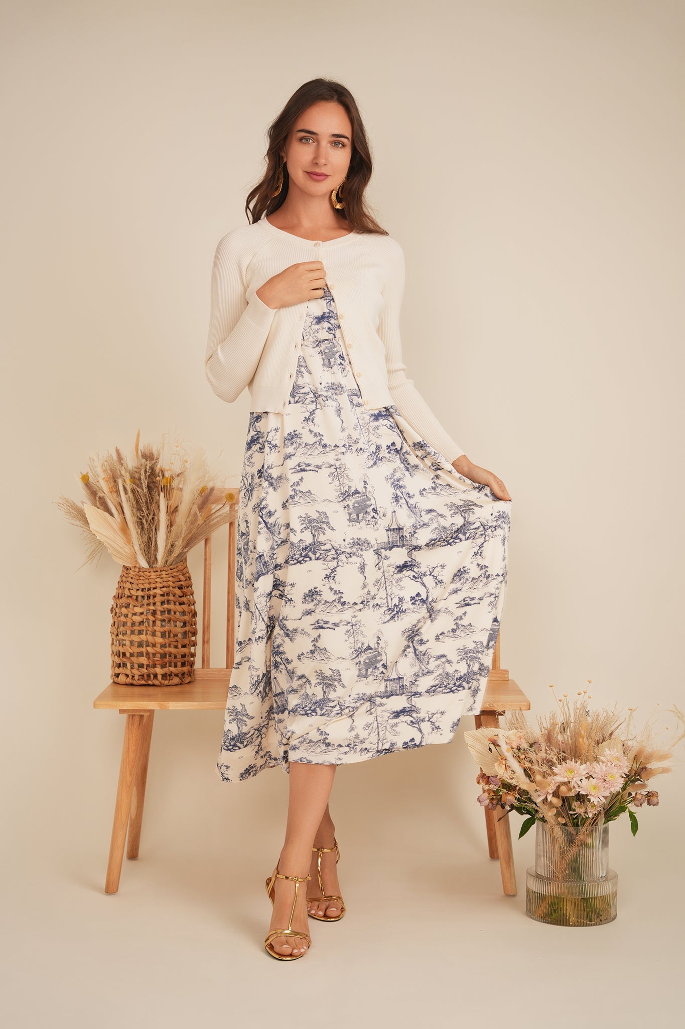 Accordian Pleated Midi Jumper