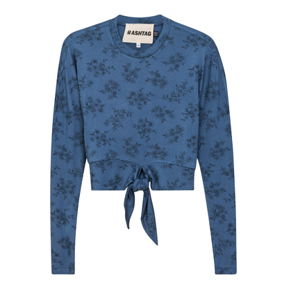 Cherry Floral Printed Tie Tee Chambray Floral