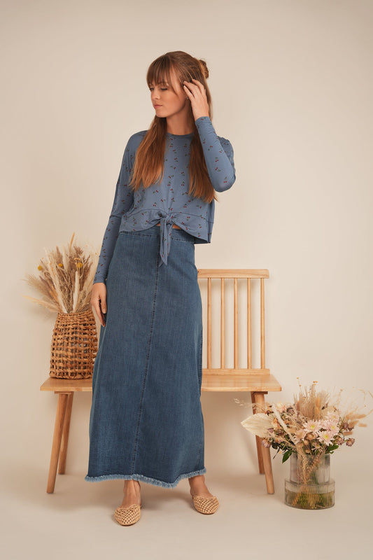 Cherry Floral Printed Tie Tee