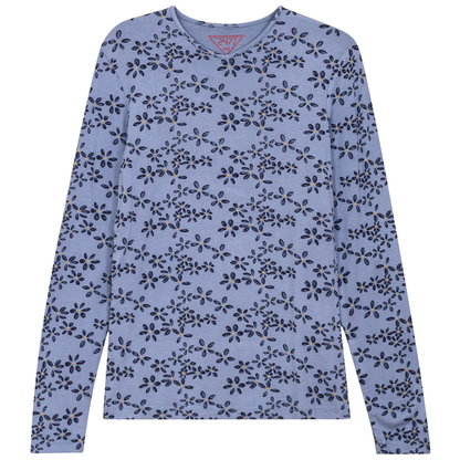 V Neck Printed Tee Denim