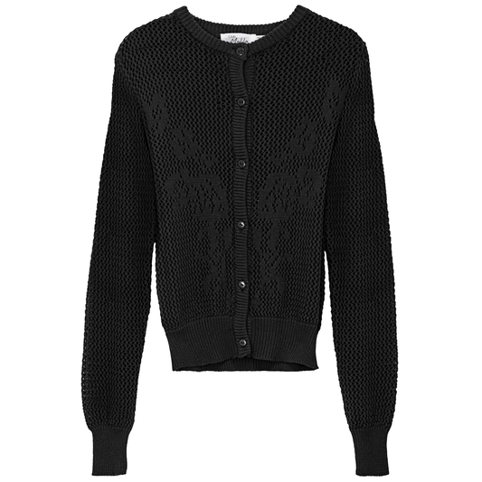 Crochet Cropped Cardigan Black