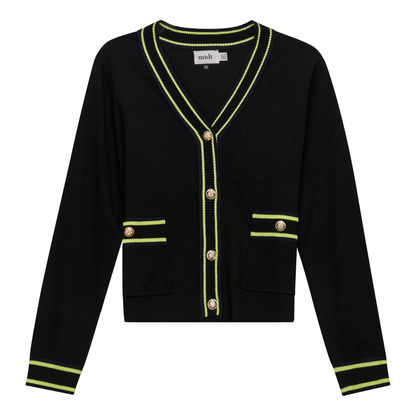 Knit Contrast Stripe Cardigan Black