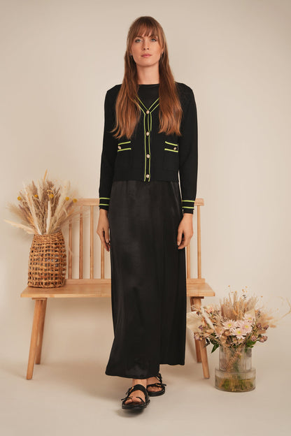 Knit Contrast Stripe Cardigan