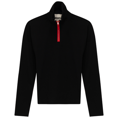 Color Blocked Henley Tee Black