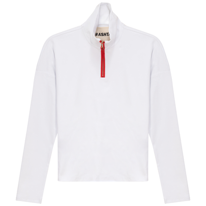 Color Blocked Henley Tee White