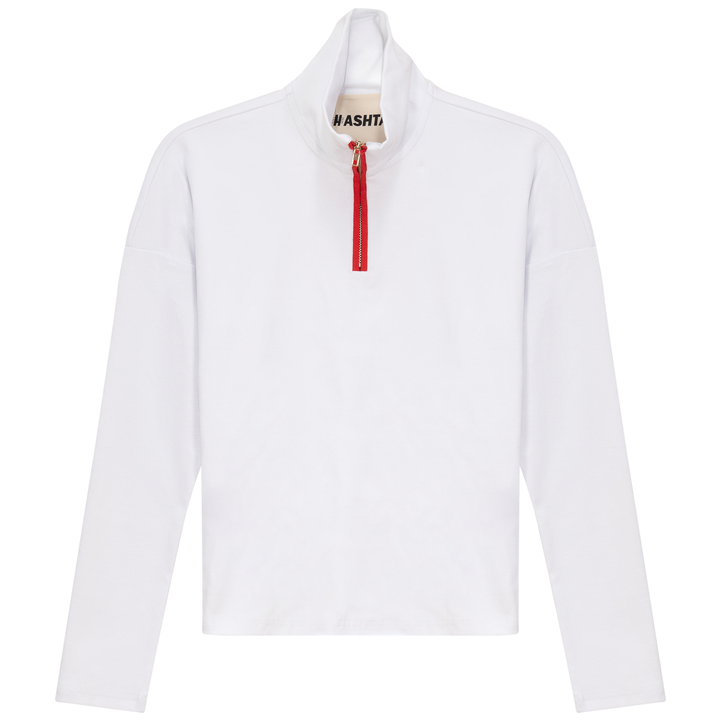 Color Blocked Henley Tee White