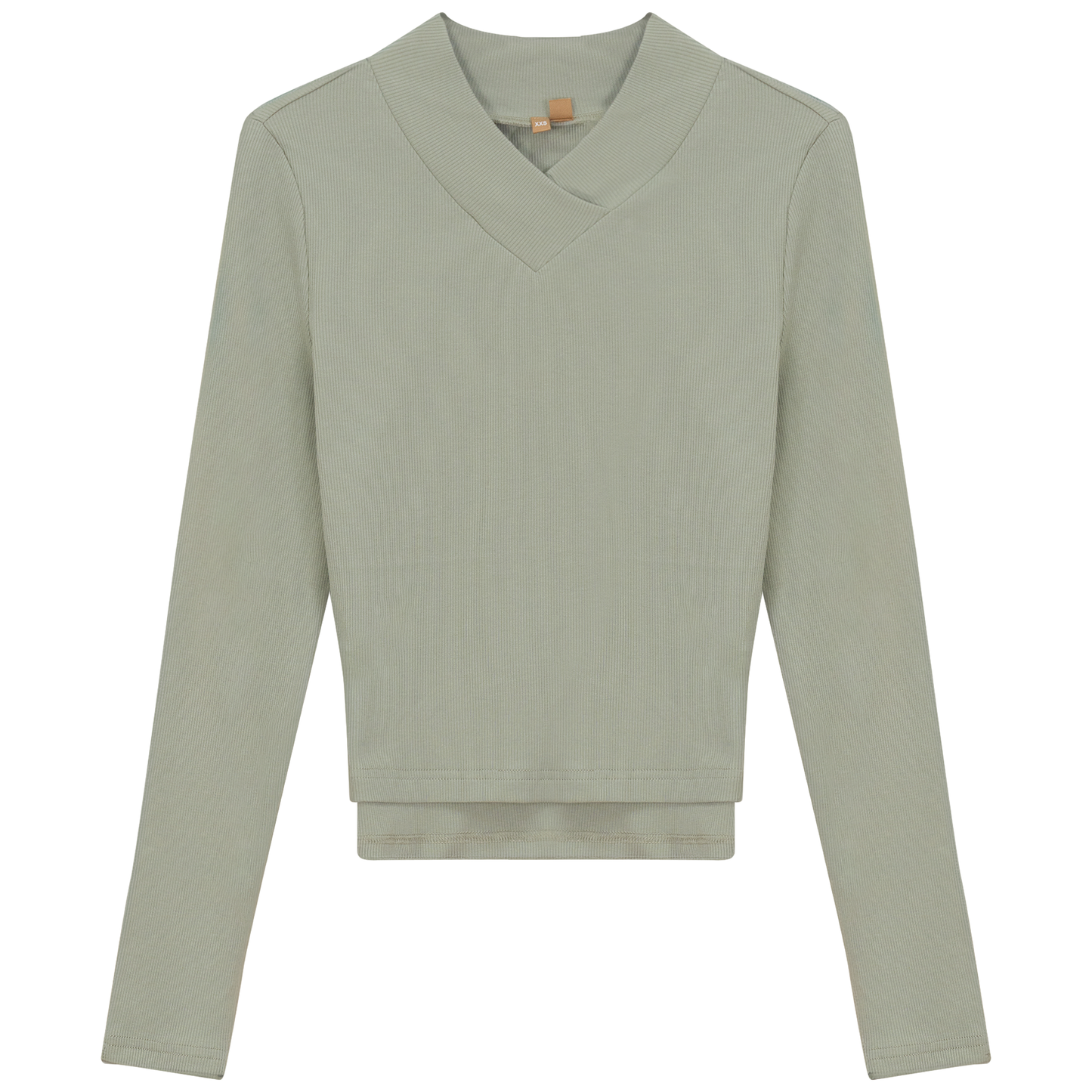 Cropped V Neck Tee Basil