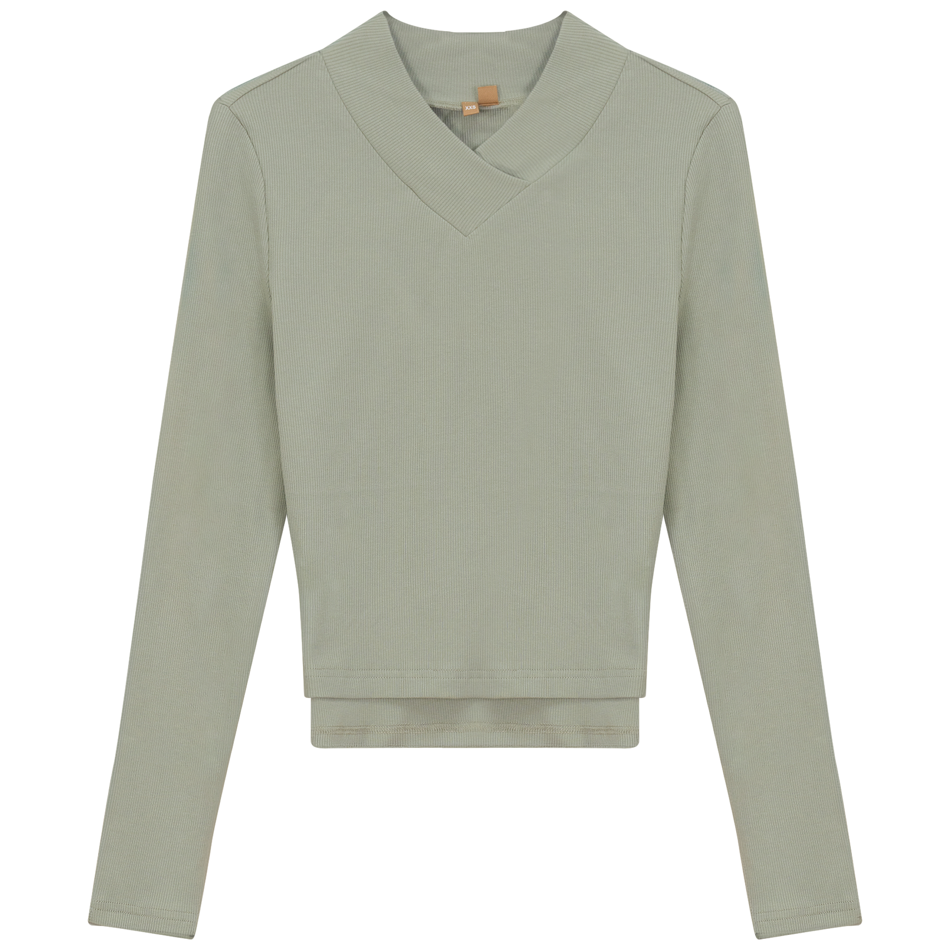 Cropped V Neck Tee Basil