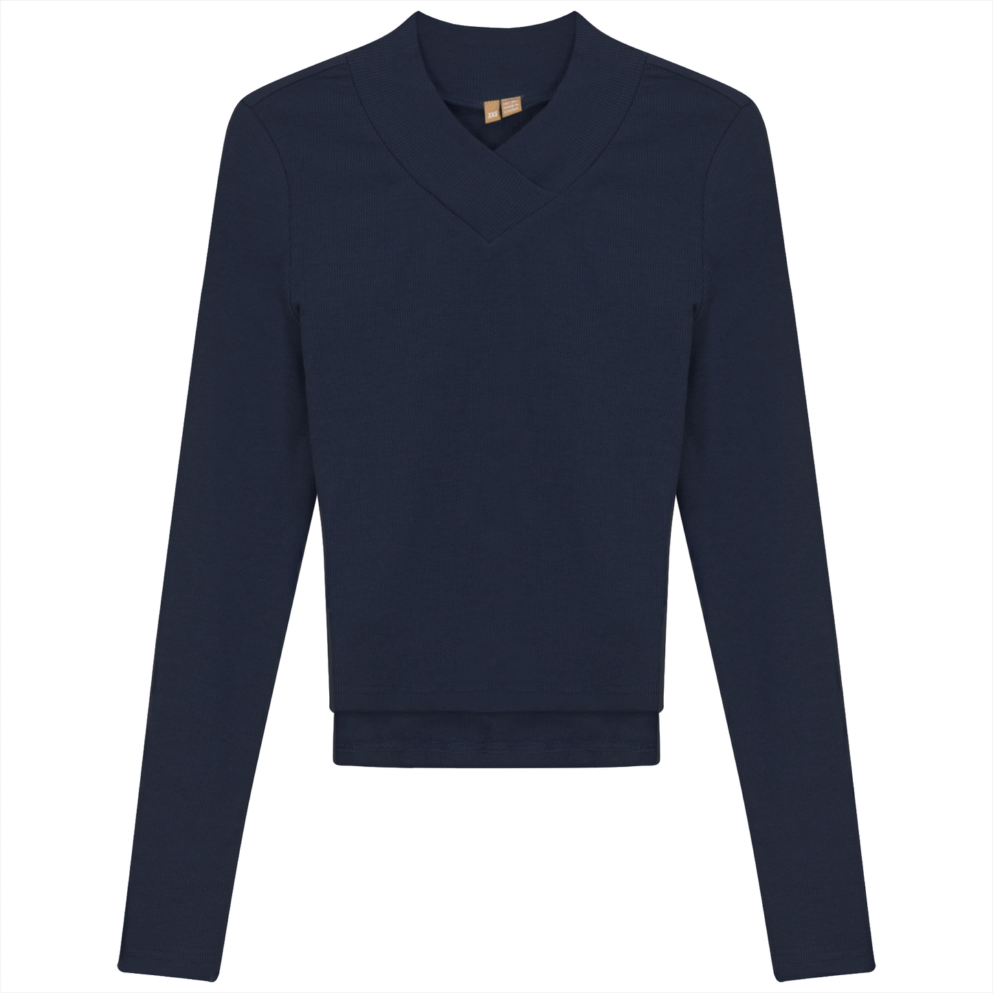 Cropped V Neck Tee Dark Navy