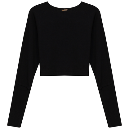 Cropped Ribbed Sweater Black