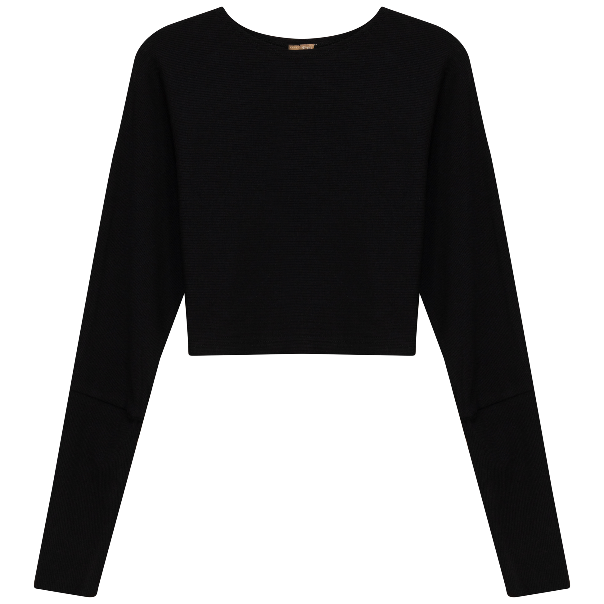 Cropped Ribbed Sweater Black