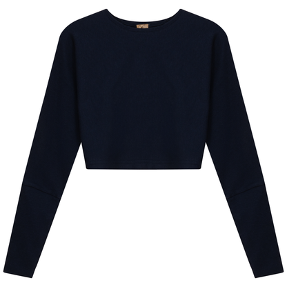 Cropped Ribbed Sweater Dark Navy