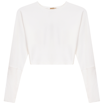 Cropped Ribbed Sweater White