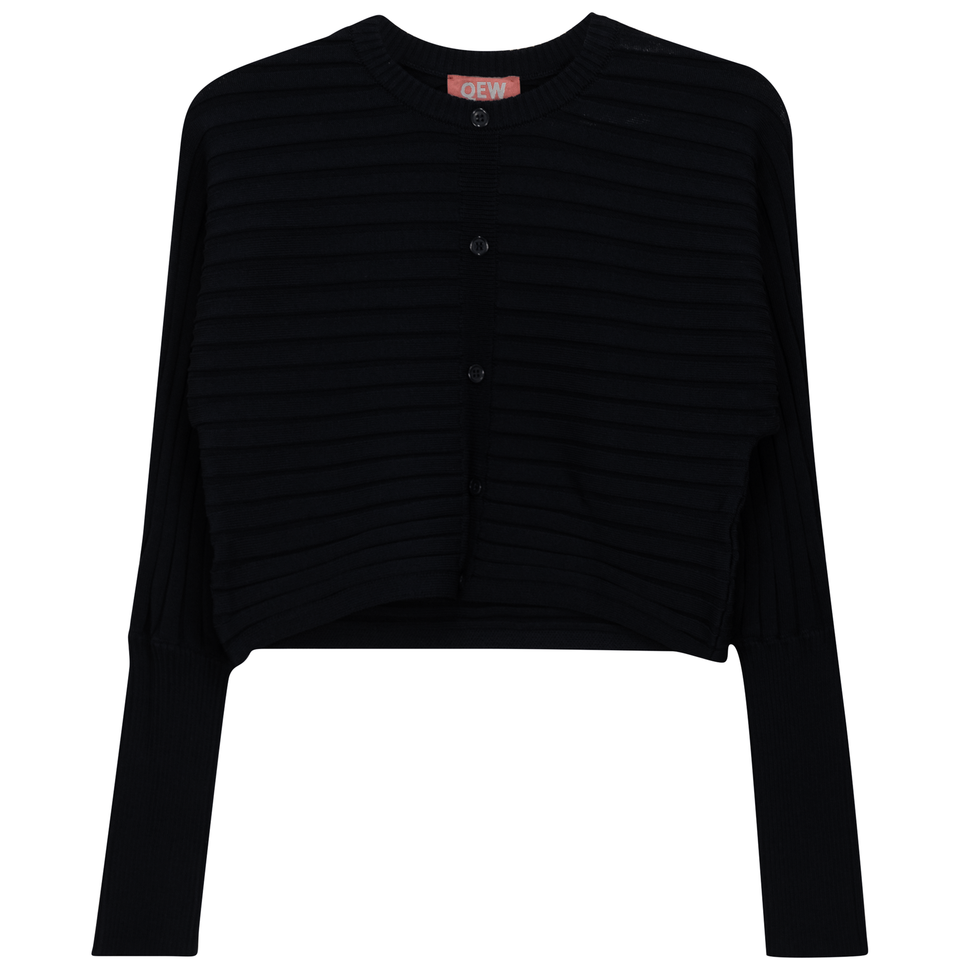 Cropped Ribbed Cardigan Black