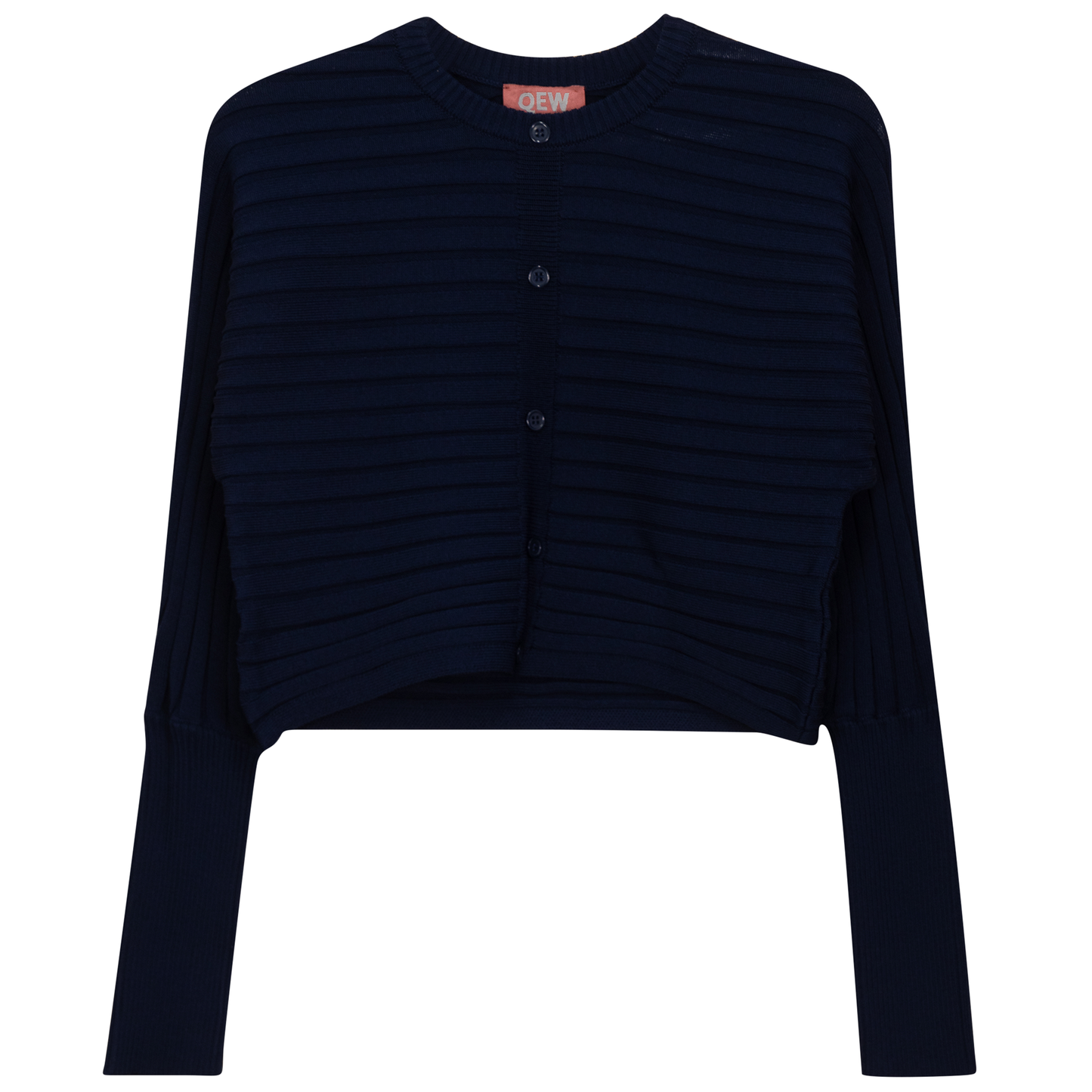 Cropped Ribbed Cardigan Dark Denim