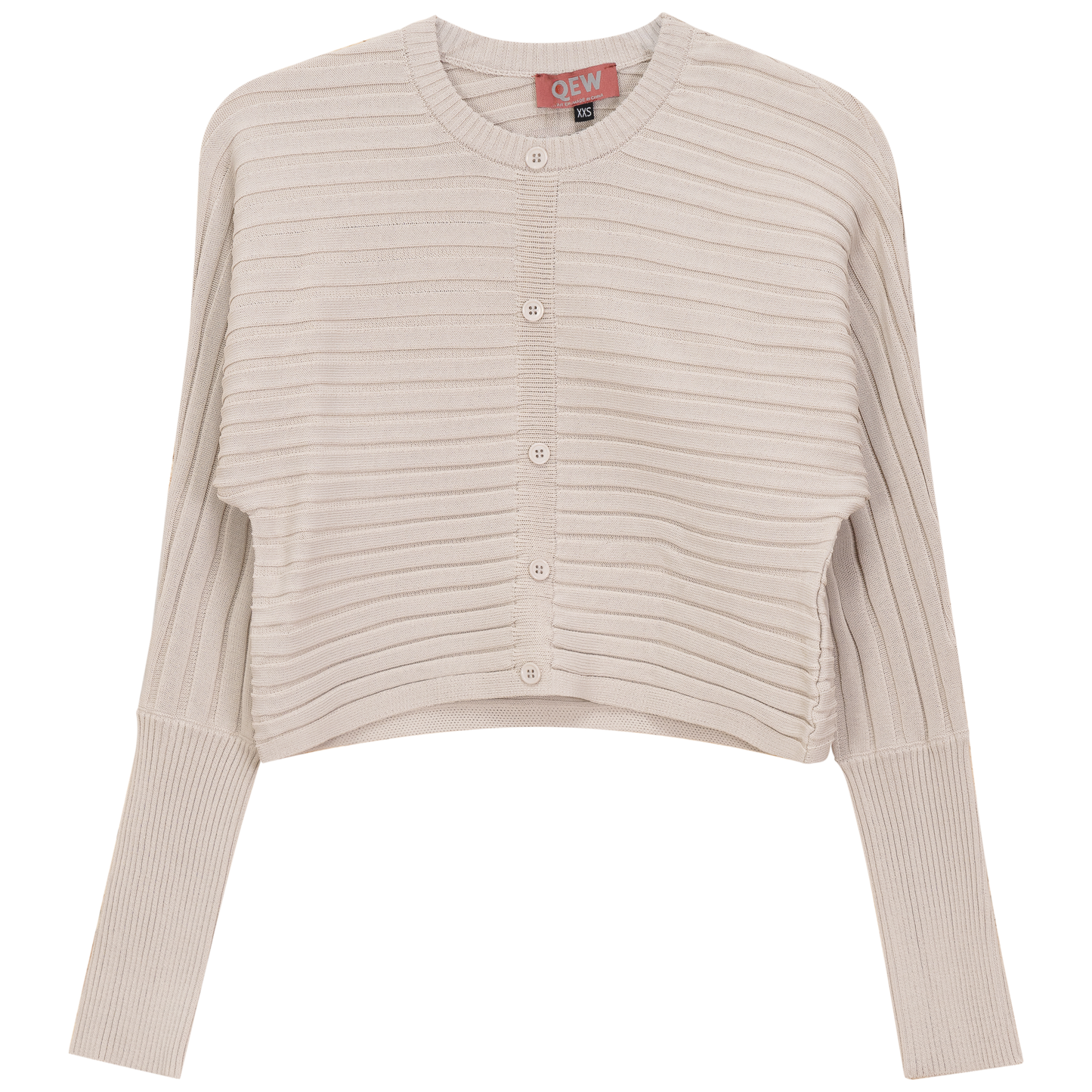 Cropped Ribbed Cardigan Light Oatmeal