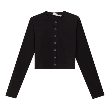 Cotton Cropped Cardigan Black