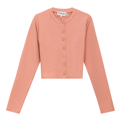 Cotton Cropped Cardigan Light Bisque