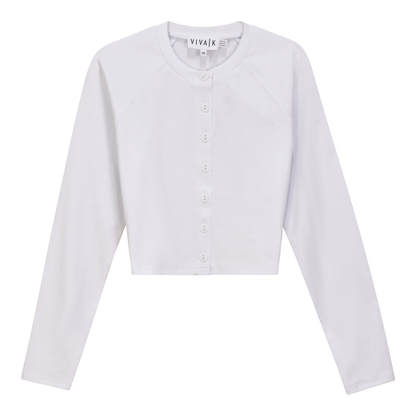 Cotton Cropped Cardigan White