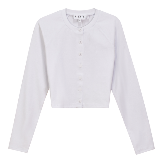 Cotton Cropped Cardigan White