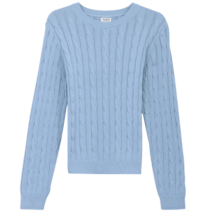 Cable Knit Sweater Light Dusty Blue