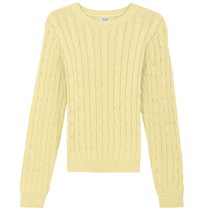 Cable Knit Sweater Pale Yellow