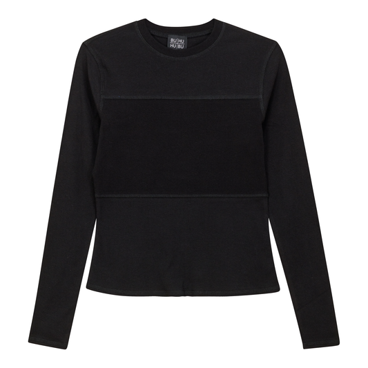 Ribbed Solid Stitching Tee