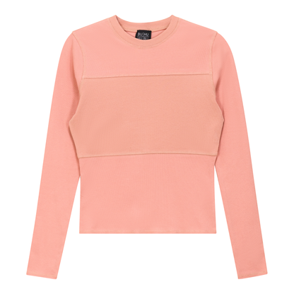 Ribbed Solid Stitching Tee Light Bisque