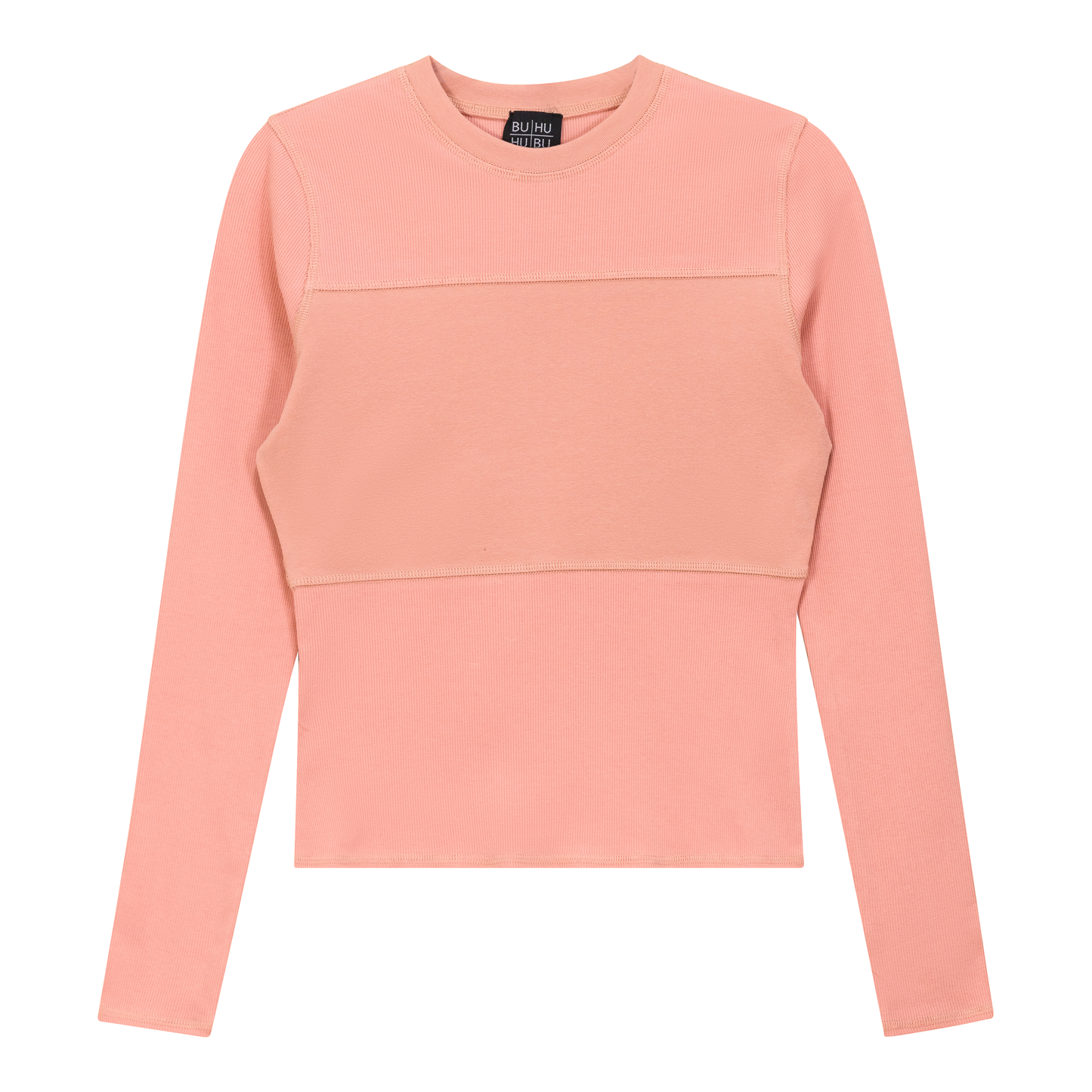 Ribbed Solid Stitching Tee Light Bisque