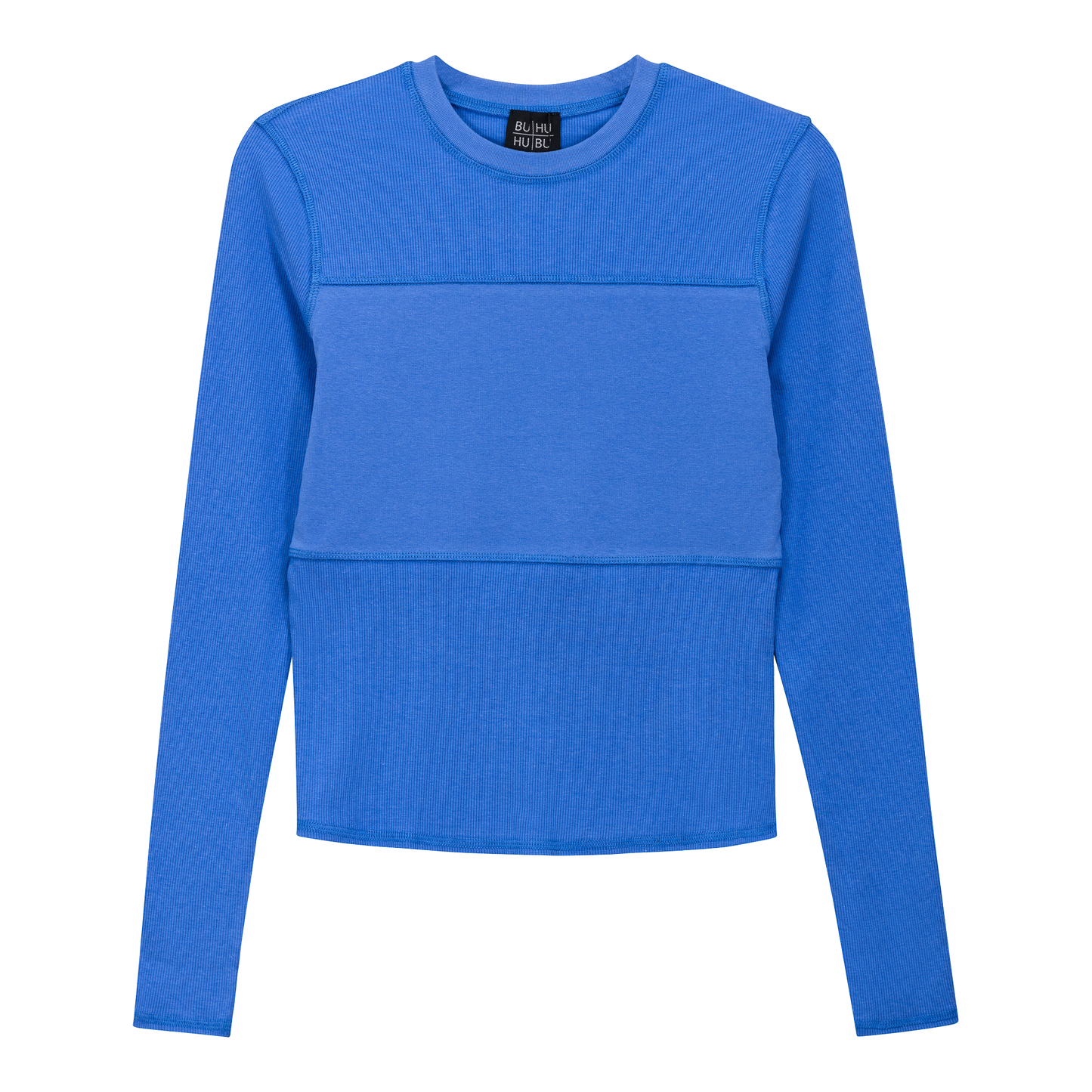 Ribbed Solid Stitching Tee Light Sapphire