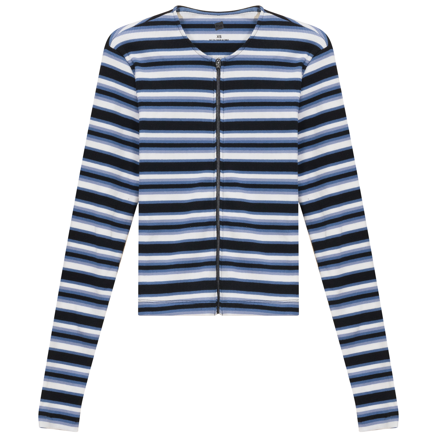 Stripped Zip Tee Denim-Black