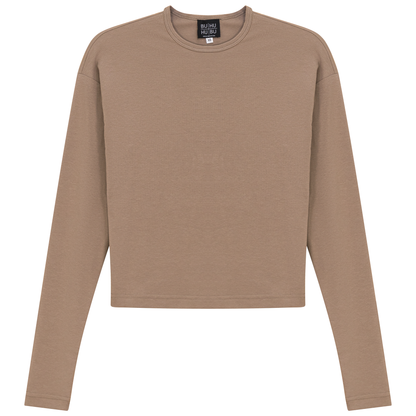 Cropped Off Shoulder Tee New Stone