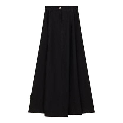 Cotton Maxi A Line Fringe Skirt Black