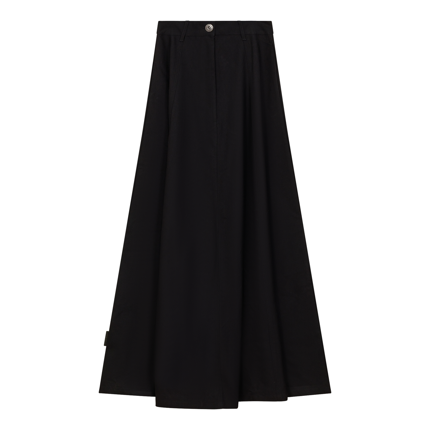 Cotton Maxi A Line Fringe Skirt Black