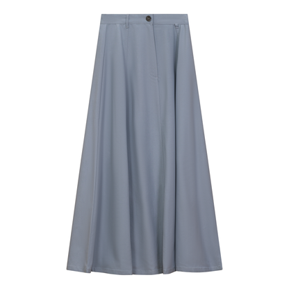 Cotton Maxi A Line Fringe Skirt Dusty Blue