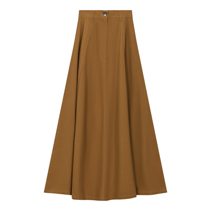 Cotton Maxi A Line Fringe Skirt Taupe