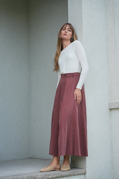 Cotton Maxi A Line Fringe Skirt