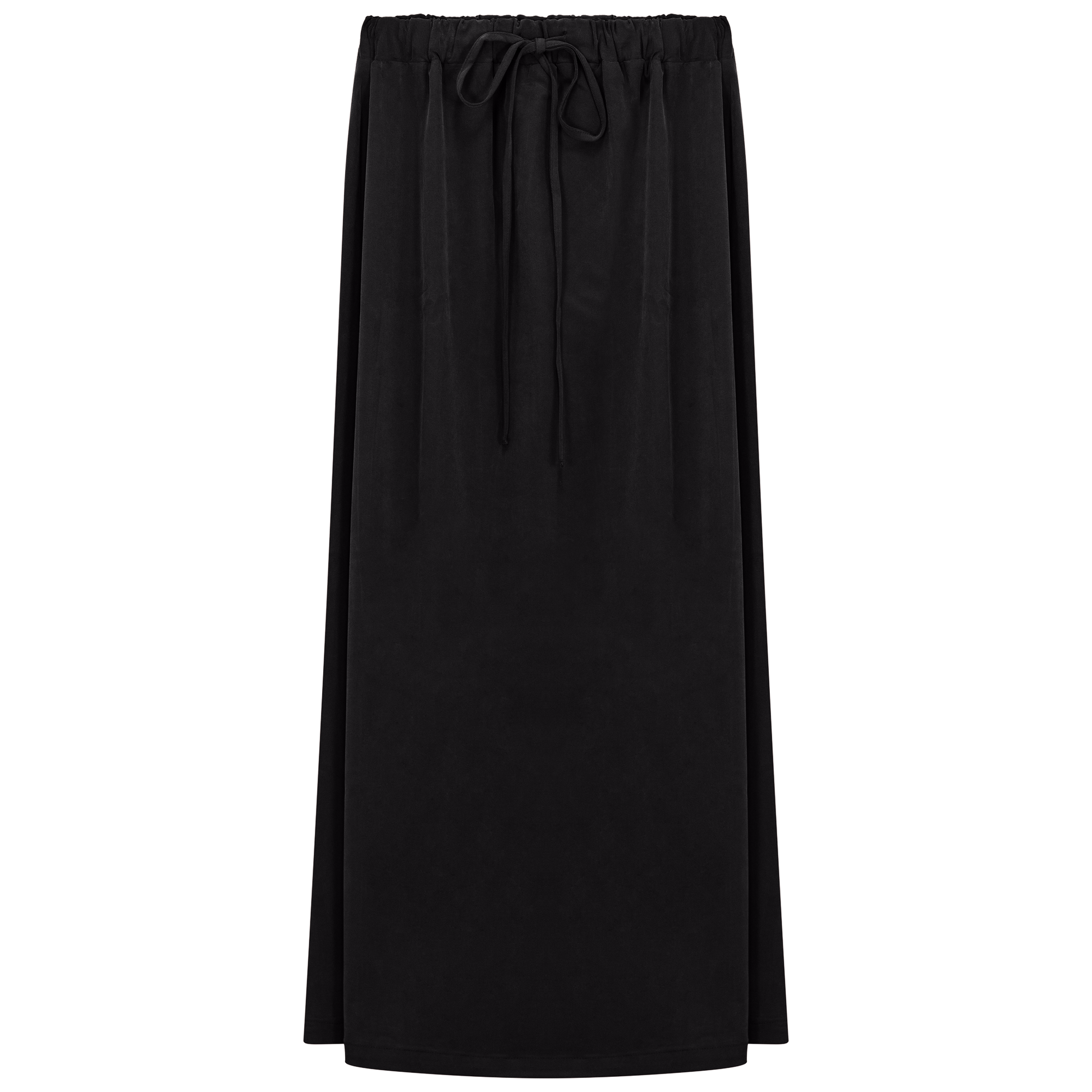 Cotton Midi Drawstring Skirt Black