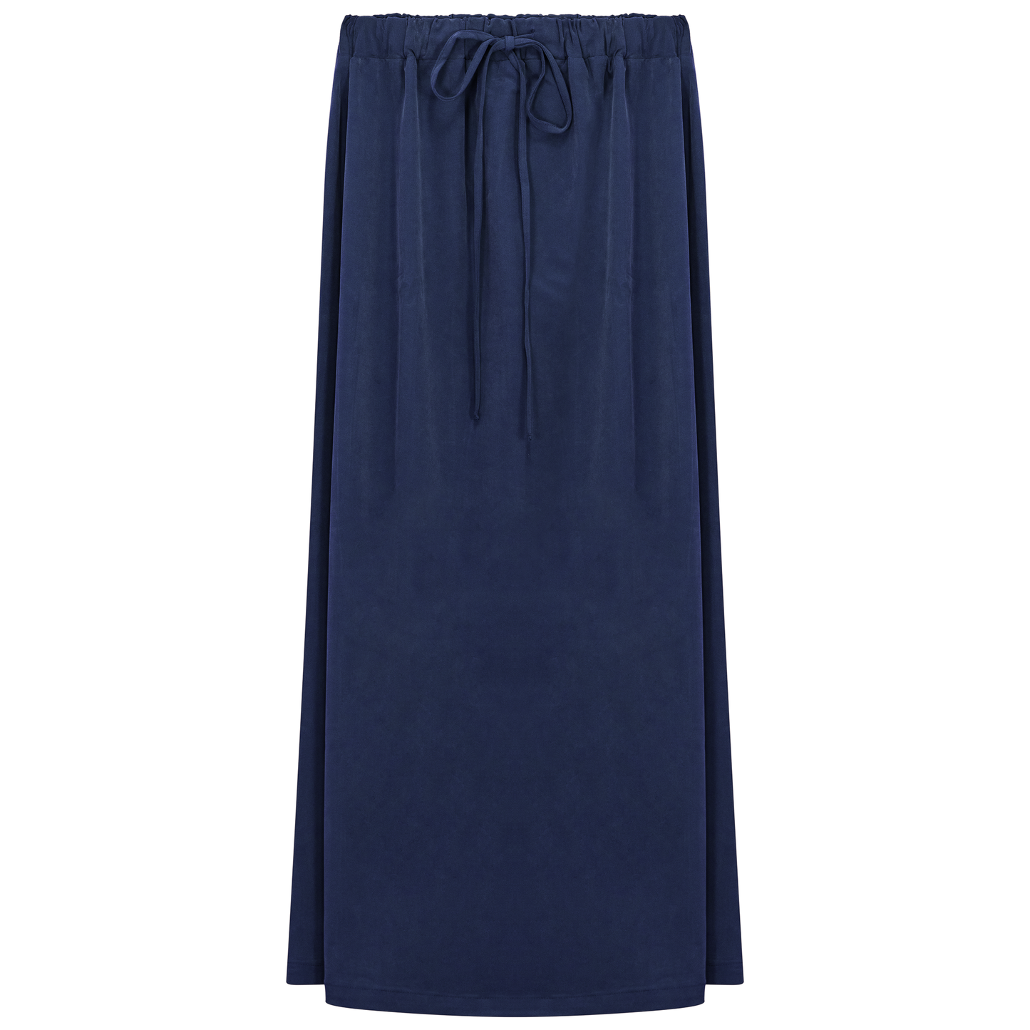 Cotton Midi Drawstring Skirt Dark Denim