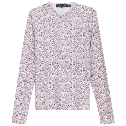 Printed V Neck Long Sleeve Tee Pink
