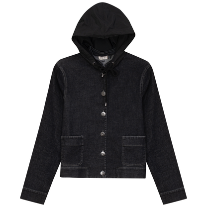 Denim Wash Hoodie Jacket Black Denim Wash