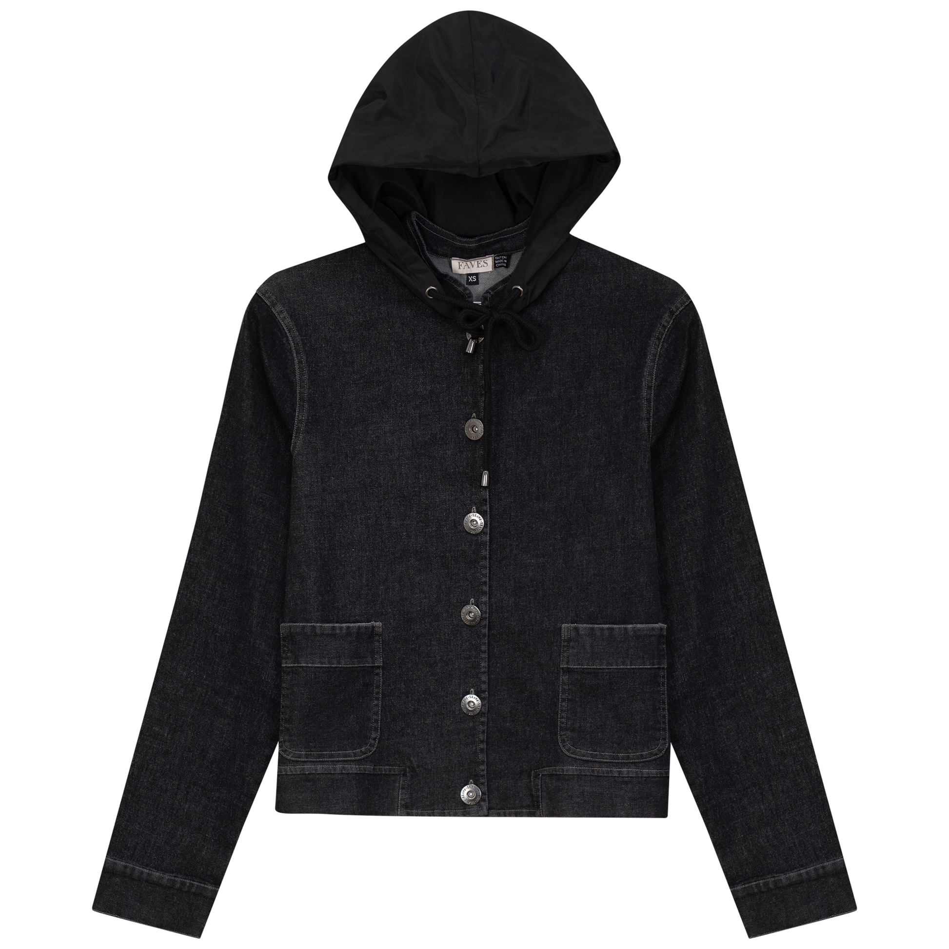 Denim Wash Hoodie Jacket Black Denim Wash