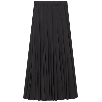 Midi Pique Burst Pleated Skirt Black