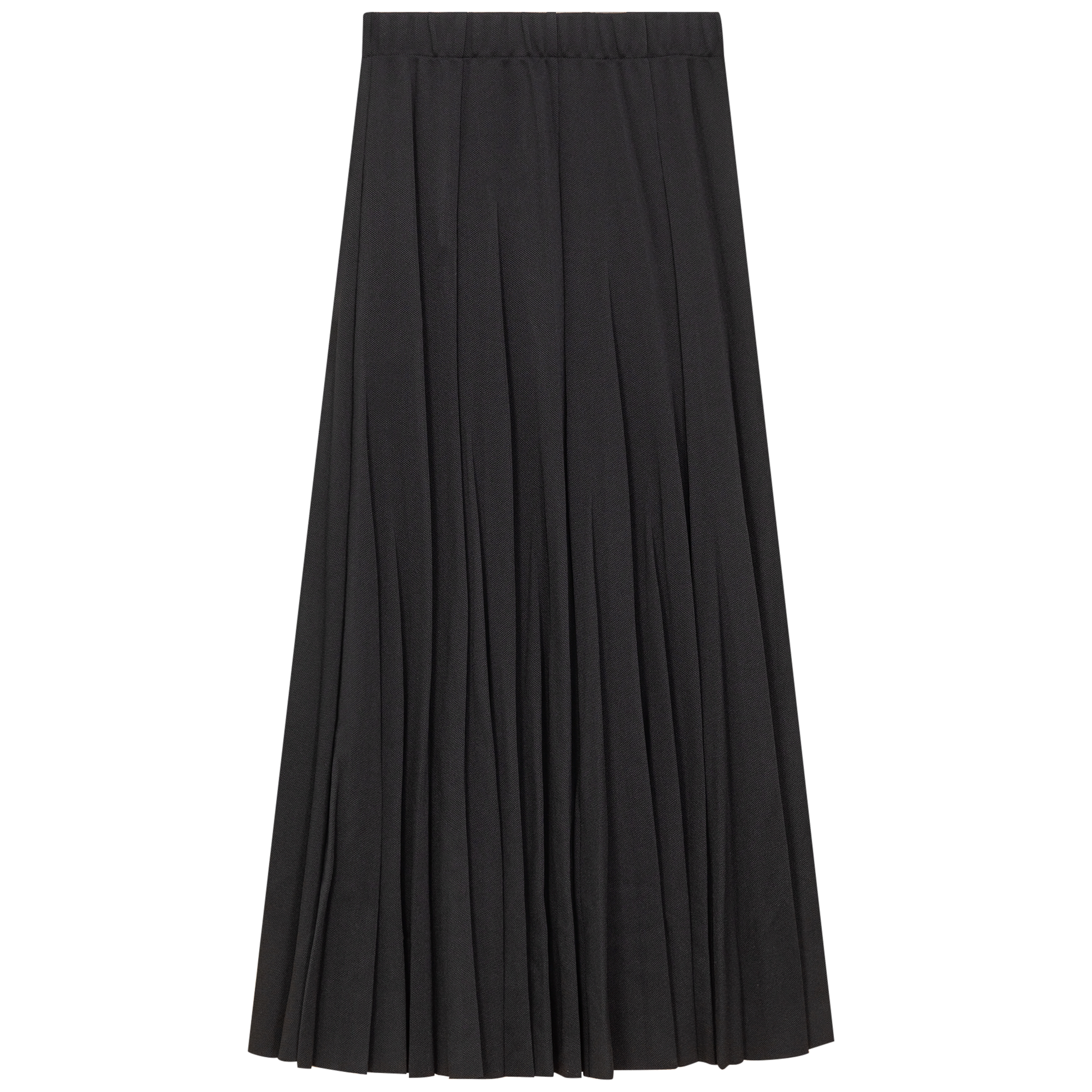 Midi Pique Burst Pleated Skirt Black