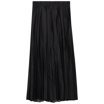 Midi Denim Burst Pleated Skirt Black Mix